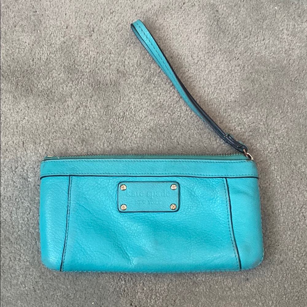 Vintage Kate Spade Turquoise Leather Wristlet